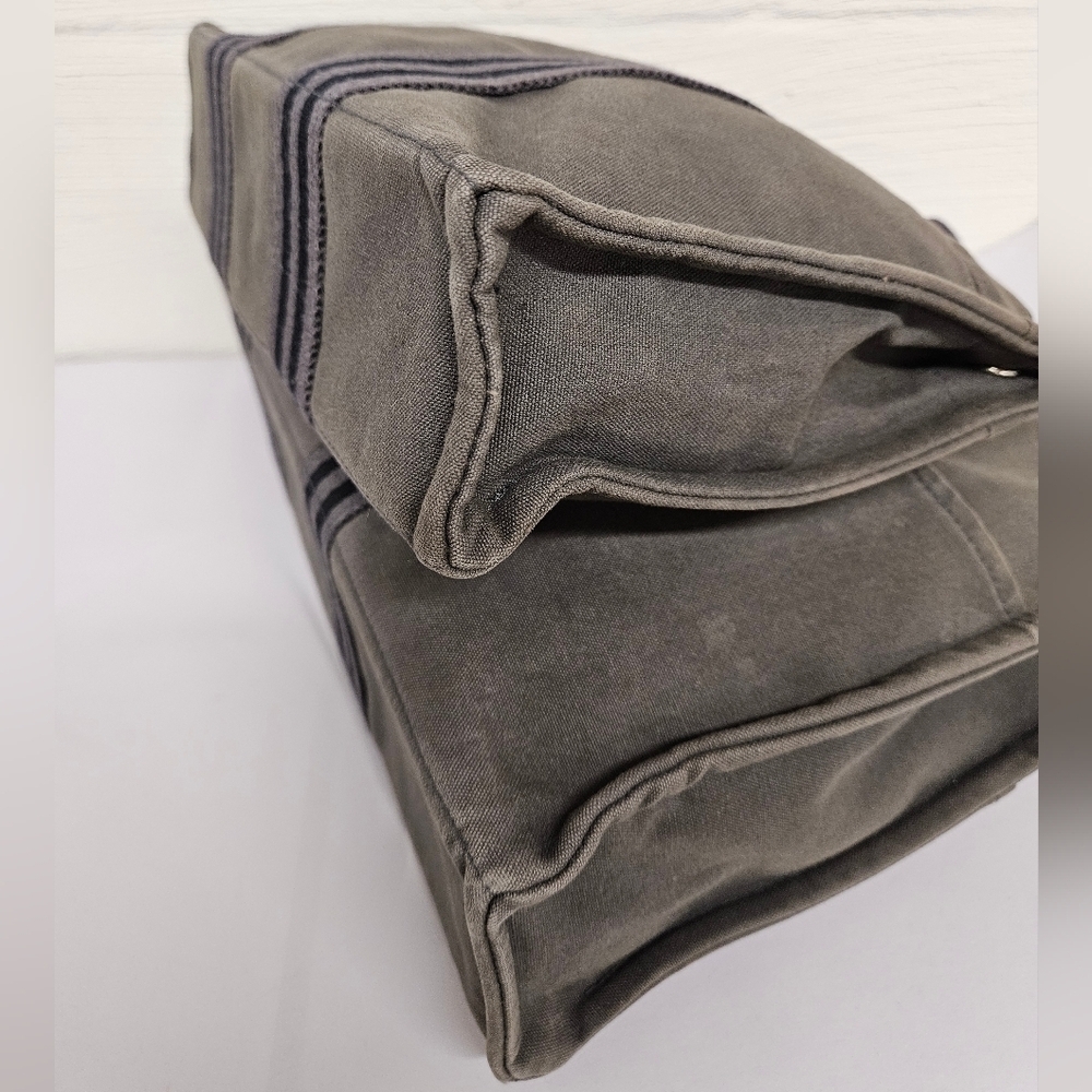 Hermes Canvas Fourre Tout Holdall MM and GM Tote Bag Set in Gray and Black - Picture 7 of 17